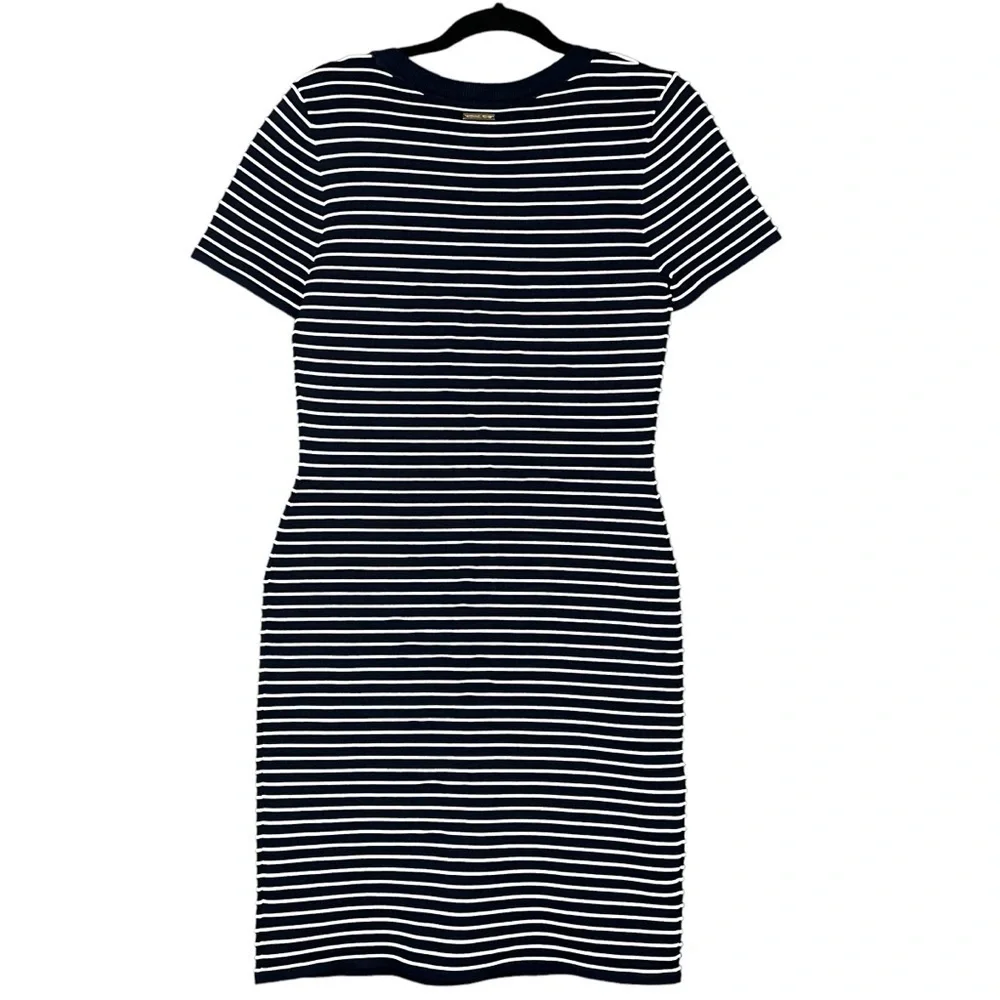 Michael Kors Ottoman Stripe Navy Bodycon Dress Women's Size Large